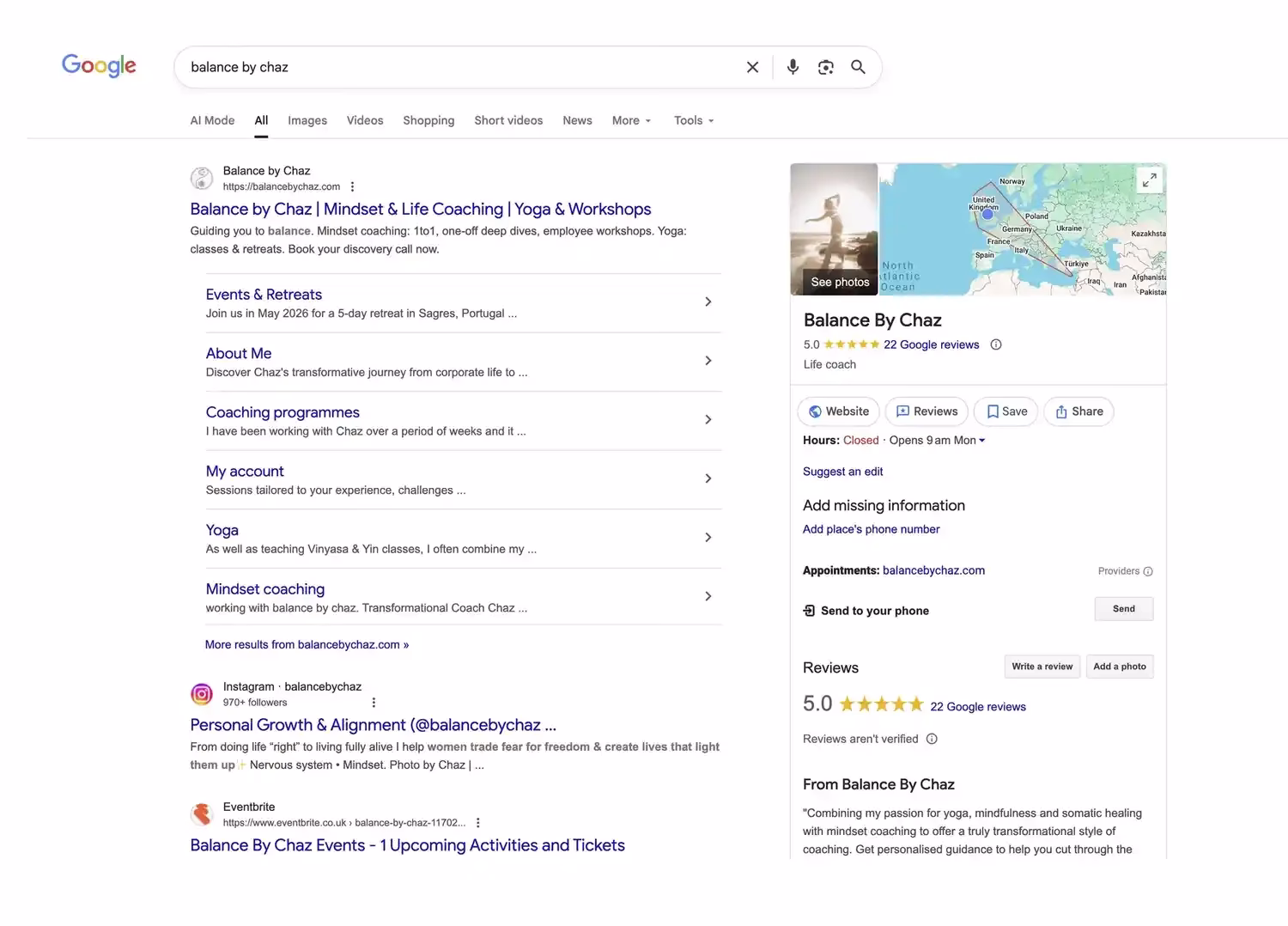 balance by chaz google business and seo